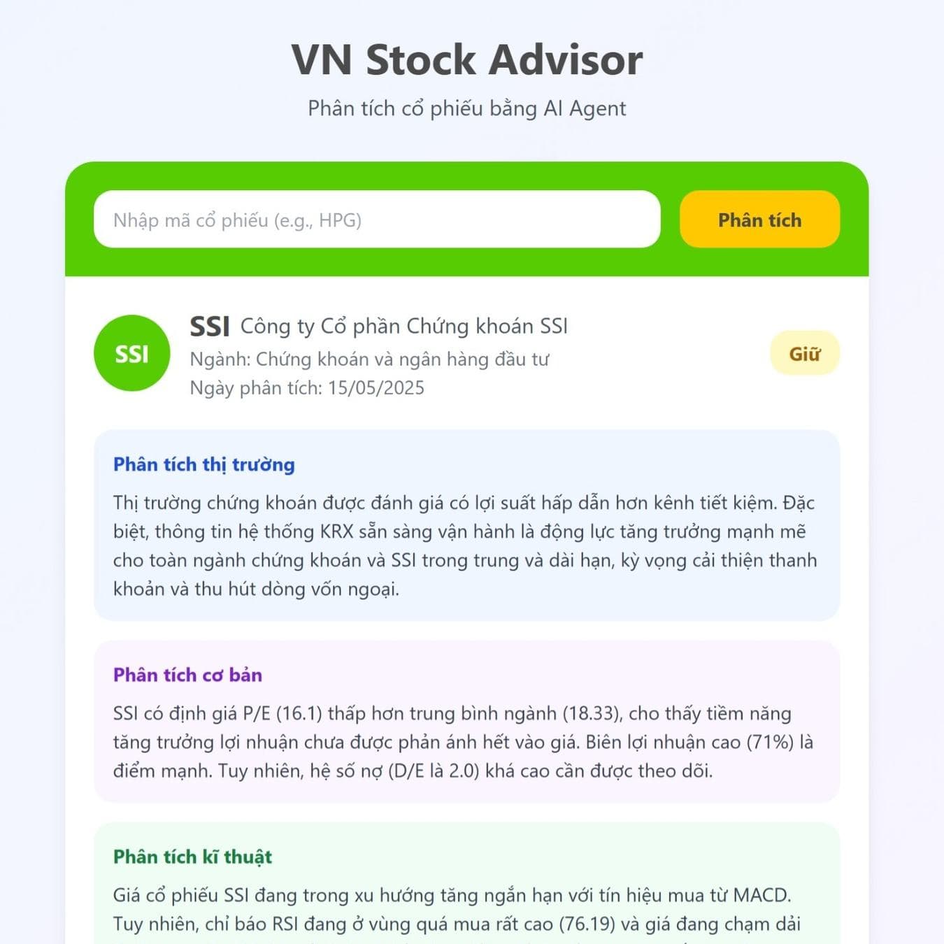 VN Stock Advisor - Trợ lý AI đầu tư chứng khoán