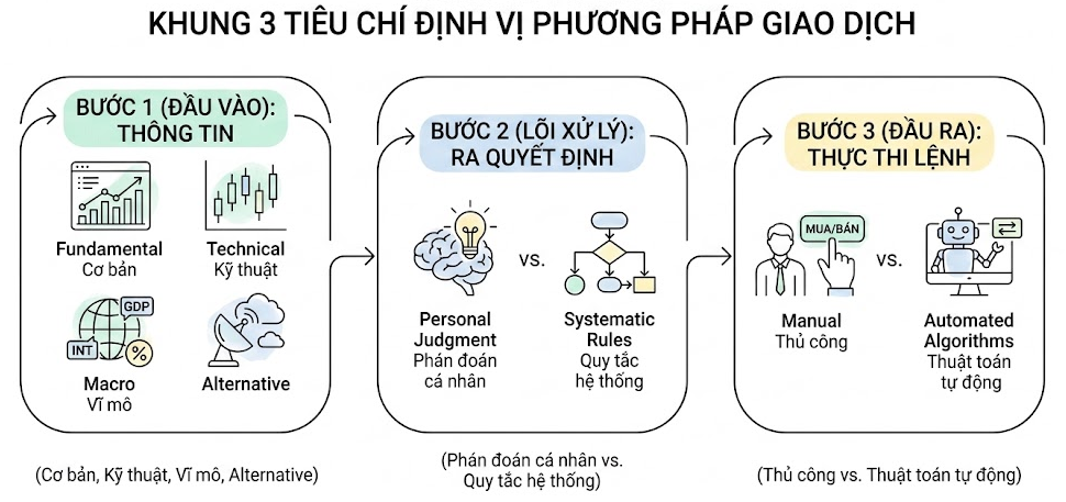 Minh hoạ mô hình 3 tiêu chí định vị phương pháp giao dịch