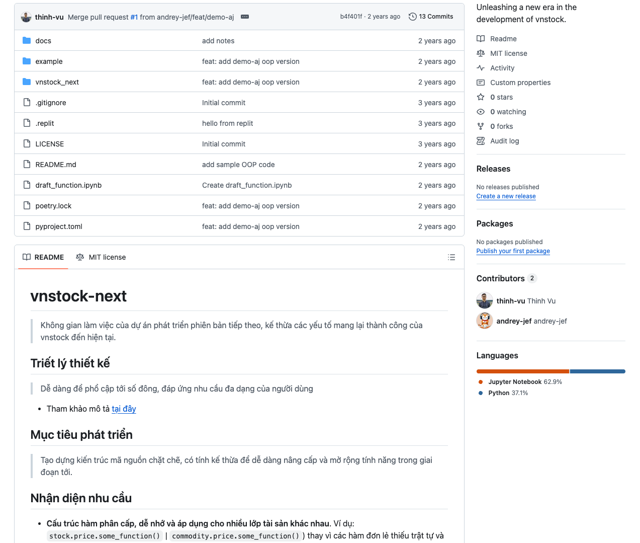 Bản phác thảo kiến trúc vnstock-next từ đầu năm 2024